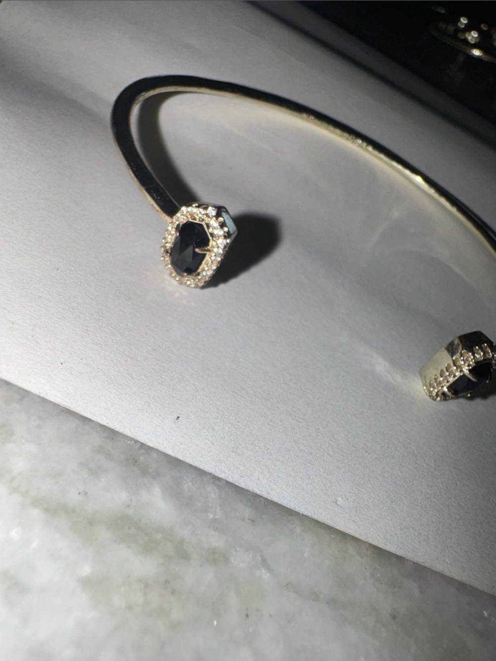 Kendra Scott Gold Open Cuff Bracelet with Black Stones